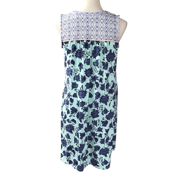 J Jill Floral Sleeveless Aqua Blue V Neck Dress Women’s Size Small Petite NEW - Picture 10 of 13